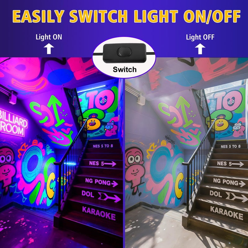 T-SUN 2 Pack 100W LED Black Lights, Blacklight Flood Light with Plug, Halloween Blacklight Outdoor, IP66 Waterproof Flood Light for Glow Party, Body Paint, Fluorescent Poster, Stage, Neon Glow - Image 3